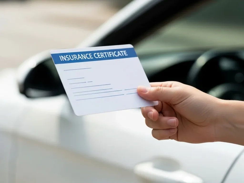 proof of insurance certificate driver holding card