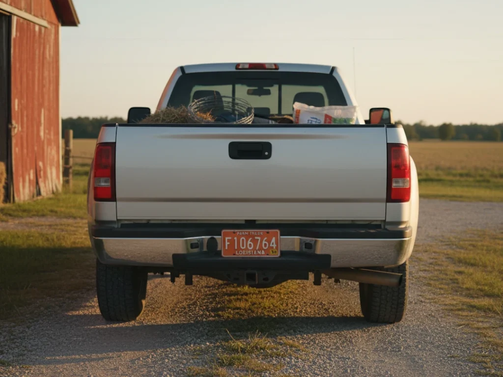 louisiana farm use plate on agricultural truck rural driveway