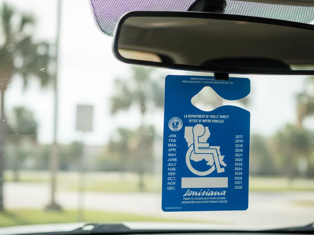 louisiana temporary handicap placard red hang tag mobility permit