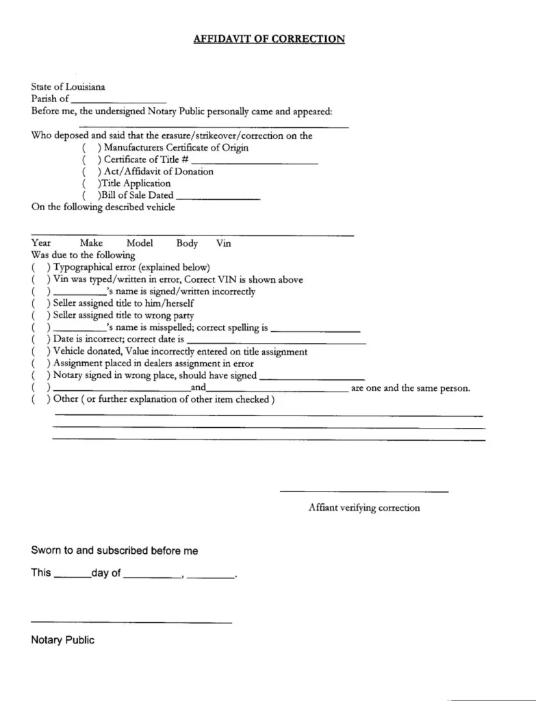 affidavit of correction