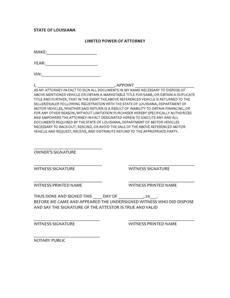 limited power of attorney document screenshot