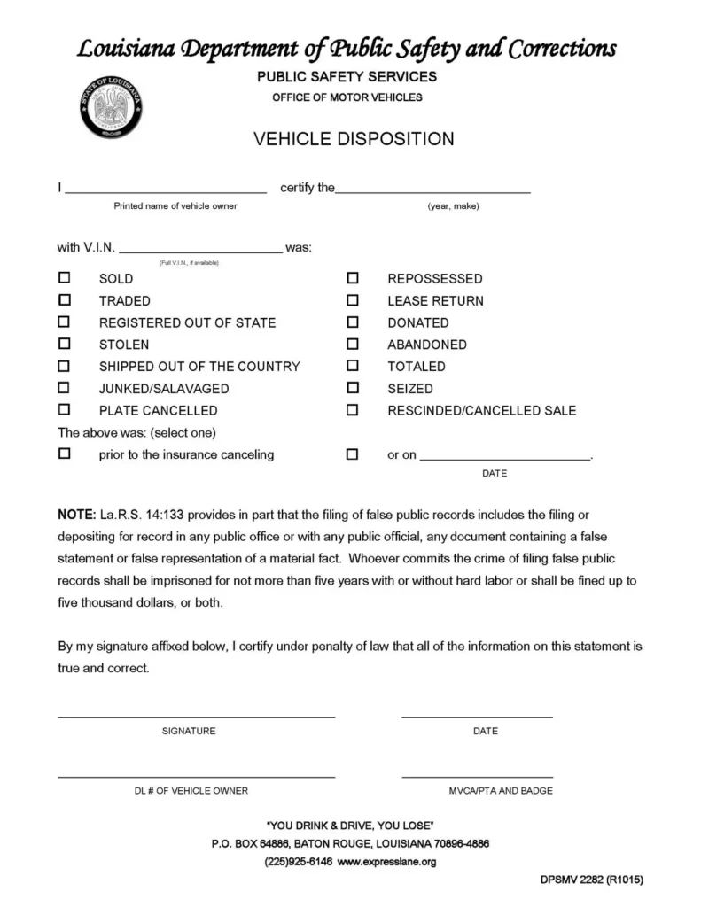 vehicle disposition