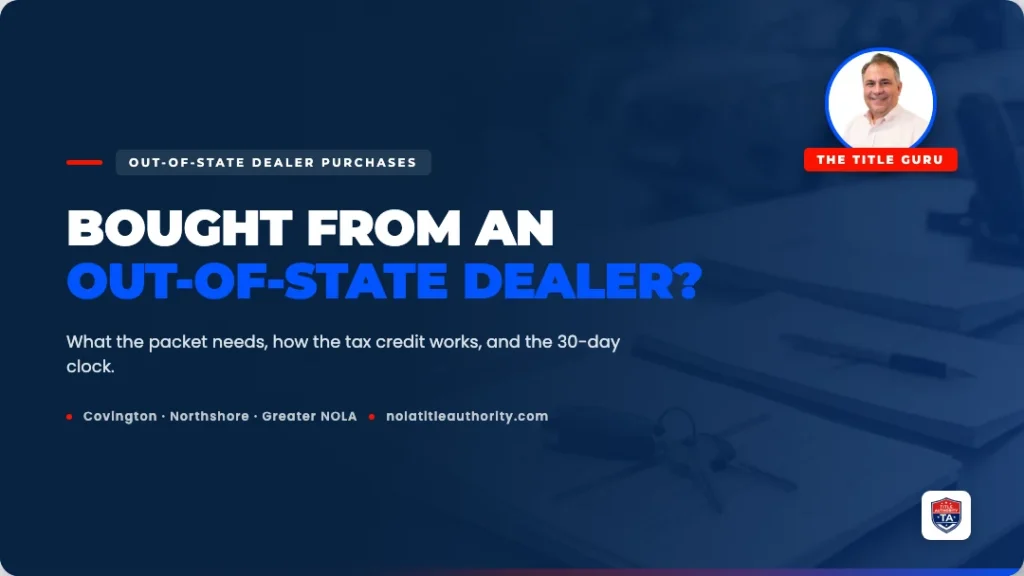 Title Authority featured graphic for buying a car from an out-of-state dealer